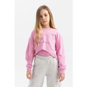 DeFacto B2517A823WN Kız Çocuk Crop Bisiklet Yaka Sweatshirt