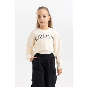 DeFacto B2517A823WN Kız Çocuk Crop Bisiklet Yaka Sweatshirt
