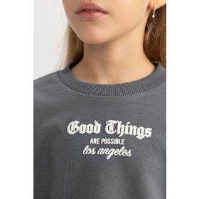 DeFacto B2517A823WN Kız Çocuk Crop Bisiklet Yaka Sweatshirt