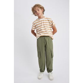 DeFacto B2589A823AU Bej Kargo Jogger Paça Paraşüt Erkek Çocuk Pantolon