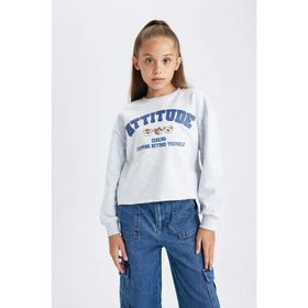 DeFacto B3708A823AU GR156 Crop Bisiklet Yaka Kız Çocuk Sweatshirt