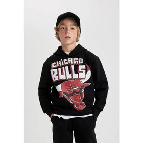 DeFacto B4794A823WN Erkek Çocuk NBA Chicago Bulls Kapüşonlu Kalın Sweatshirt
