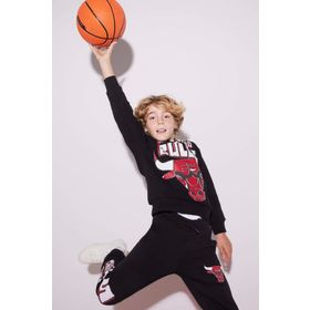 DeFacto B4794A823WN Erkek Çocuk NBA Chicago Bulls Kapüşonlu Kalın Sweatshirt