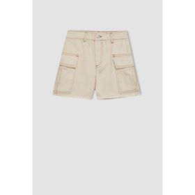 DeFacto B4957A824SM - Ekru-ER233 Kız Çocuk Jean Şort