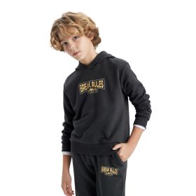 DeFacto B5945A823WN Erkek Çocuk Kapüşonlu Baskılı Kalın Sweatshirt