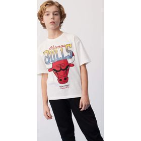 DeFacto B6823A8 Ss Erkek Çocuk Nba Chicago Bulls Oversize Fit Bisiklet Yaka Tişört