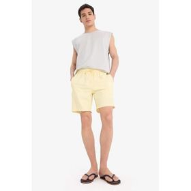 DeFacto B7255AX25HS Sarı-YL279 Erkek Regular Fit File Astarlı Kısa Boy Deniz Şortu