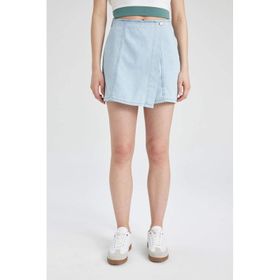 Defacto B8292ax24smnm85 Yüksek Bel Mini Jean Şort Etek