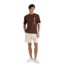 DeFacto B8672AX25SP Bej-BG702 Erkek Regular Fit Düz Paça Beli Bağcıklı Cepli Basic Düz Şort