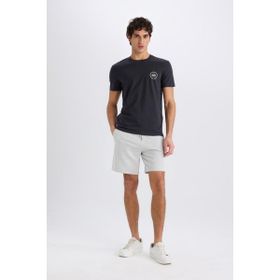 DeFacto B8672AX25SP Gri-GR184 Erkek Regular Fit Düz Paça Beli Bağcıklı Cepli Basic Düz Şort