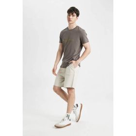 DeFacto B8673AX24SM Gri-GR437 Erkek Pamuk Slim Fit Dar Kesim Cepli Basic Şort
