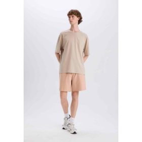 DeFacto B8673AX25SM Bej-BG790 Erkek Pamuk Slim Fit Dar Kesim Cepli Basic Düz Şort