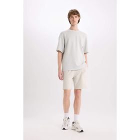 DeFacto B8673AX25SM Gri-GR437 Erkek Pamuk Slim Fit Dar Kesim Cepli Basic Düz Şort