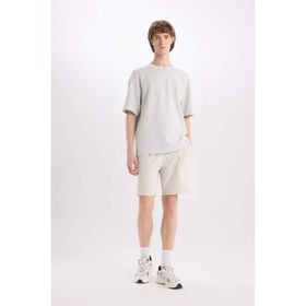 DeFacto B8673AX25SM Gri-GR437 Erkek Pamuk Slim Fit Dar Kesim Cepli Basic Düz Şort