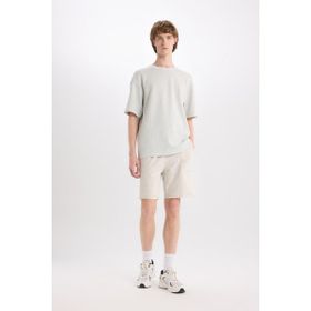 DeFacto B8673AX25SM Gri-GR437 Erkek Pamuk Slim Fit Dar Kesim Cepli Basic Düz Şort