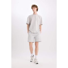 DeFacto B8674AX24SM Gri-GR184 Erkek Slim Fit Dar Kesim Dar Paça Basic Düz Şort