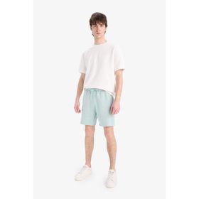 DeFacto B8674AX24SM Yeşil-GN1093 Erkek Slim Fit Dar Kesim Dar Paça Basic Düz Şort