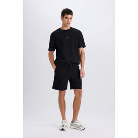 DeFacto B8792AX25SM Siyah-BK81 Erkek Regular Fit Düz Paça Cepli Basic Düz Şort