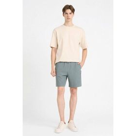 DeFacto B8792AX26SP Yeşil-GN1083 Erkek Regular Fit Düz Paça Beli Bağcıklı Cepli Basic Düz Şort
