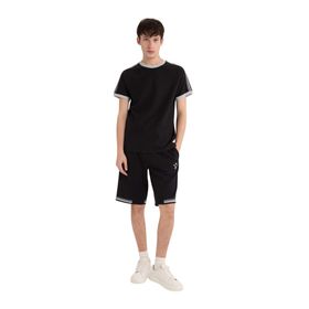 DeFacto B8794AX25SM Siyah-BK81 Erkek Regular Fit Baskılı Düz Paça Şort