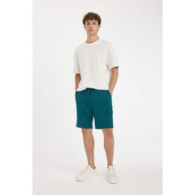 DeFacto B8796AX24SM Yeşil-GN1211 Erkek Regular Fit Düz Paça Kargo Cepli Basic Düz Şort