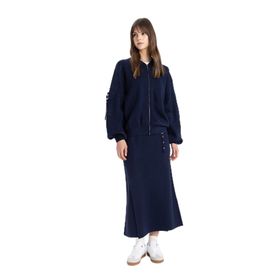 Defacto B8858AX24SP NV243 Lacivert Regular Fit Maxi Triko Kadın Etek