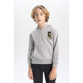 DeFacto B9012A823CW GR210 Baskılı Kapüşonlu Kalın Erkek Çocuk Sweatshirt