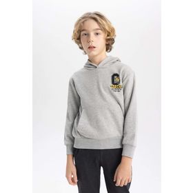 DeFacto B9012A823CW GR210 Baskılı Kapüşonlu Kalın Erkek Çocuk Sweatshirt