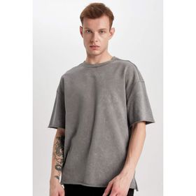DeFacto B9223AX23WN Gri-GR367 Comfort Fit Bisiklet Yaka Erkek T-shirt
