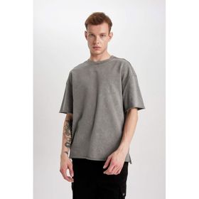 DeFacto B9223AX23WN Gri-GR367 Comfort Fit Bisiklet Yaka Erkek T-shirt