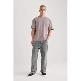 DeFacto B9223AX23WN Mor-PR221 Comfort Fit Bisiklet Yaka Erkek T-shirt