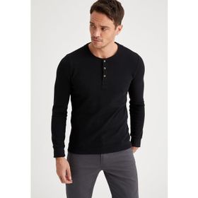 DeFacto Bisiklet Yaka Desenli Slim Fit Uzun Kollu Tişört S2823AZ21SP