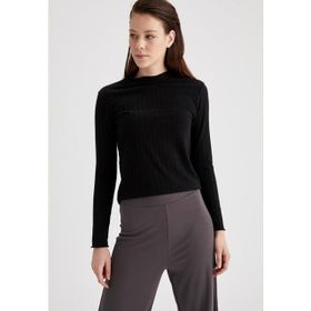 DeFacto Bisiklet Yaka Desenli Slim Fit Uzun Kollu Tişört S2823AZ21SP