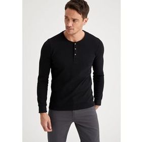 DeFacto Bisiklet Yaka Desenli Slim Fit Uzun Kollu Tişört S2823AZ21SP