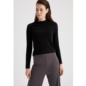 DeFacto Bisiklet Yaka Desenli Slim Fit Uzun Kollu Tişört S2823AZ21SP