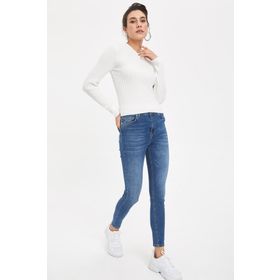 DeFacto Blue Kadın Dark Anna Yüksek Bel Super Skinny Fit Jean Pantolon