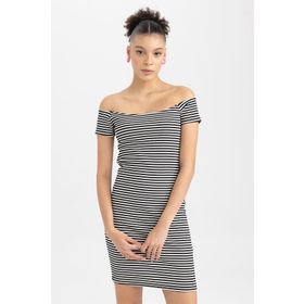 DeFacto Bodycon Kayık Yaka Kaşkorse Mini Kısa Kollu Elbise