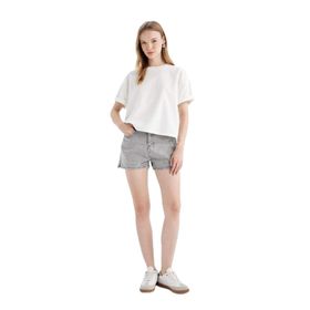 DeFacto C0689AX24HS Gri-NM55 Kadın Mom Fit Yüksek Bel Jean Şort