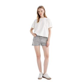 DeFacto C0689AX24HS Gri-NM55 Kadın Mom Fit Yüksek Bel Jean Şort