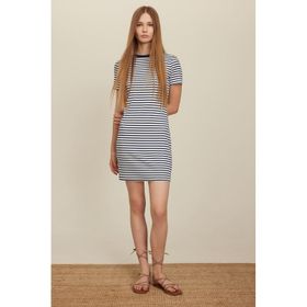 Defacto C1733AX24SPBE325 Bodycon Fitilli Kaşkorse Çizgili Kısa Kollu Mini Elbise