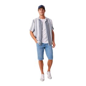 DeFacto C2692AX24SM Mavi-NM39 Erkek Slim Fit Dar Kesim Jean Bermuda Şort