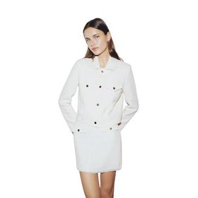 DeFacto C4433AX24SM Crop Gömlek Yaka Tweed Blazer Kadın Ceket