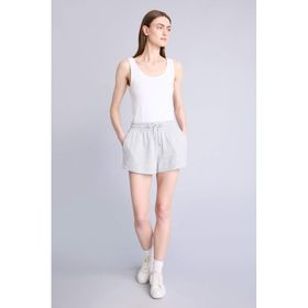 DeFacto C7600AX25SM Gri-GR93 Kadın Regular Fit Beli Bağcıklı Normal Bel Düz Paça Şort