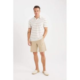 DeFacto C7684AX25SP Bej Erkek Pamuk Regular Fit Gabardin Bermuda Şort