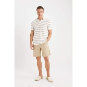 DeFacto C7684AX25SP Bej Erkek Pamuk Regular Fit Gabardin Bermuda Şort