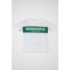 DeFacto C7848A524SMWT34 Bisiklet Yaka Baskılı Kısa Kollu Erkek Bebek T-shirt