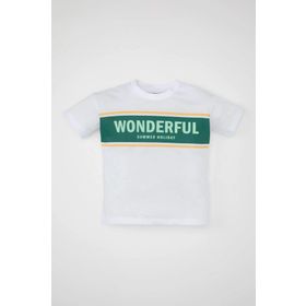 DeFacto C7848A524SMWT34 Bisiklet Yaka Baskılı Kısa Kollu Erkek Bebek T-shirt