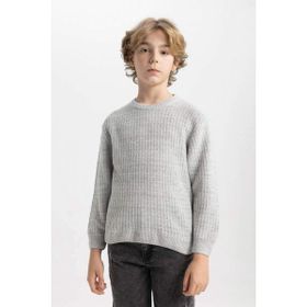 DeFacto C9468A824AU GR210 Gri Erkek Çocuk Triko Kazak 9 - 10 Yaş