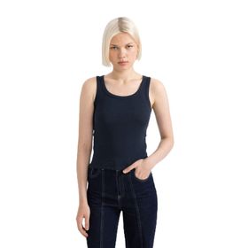 DeFacto C9826AXNS NV42 Lacivert Slim Fit U Yaka Basic Ribana Kadın Atlet