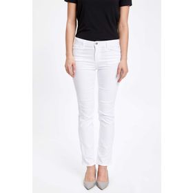 DeFacto Carmela Straight Fit Beyaz Kadın Pantolon